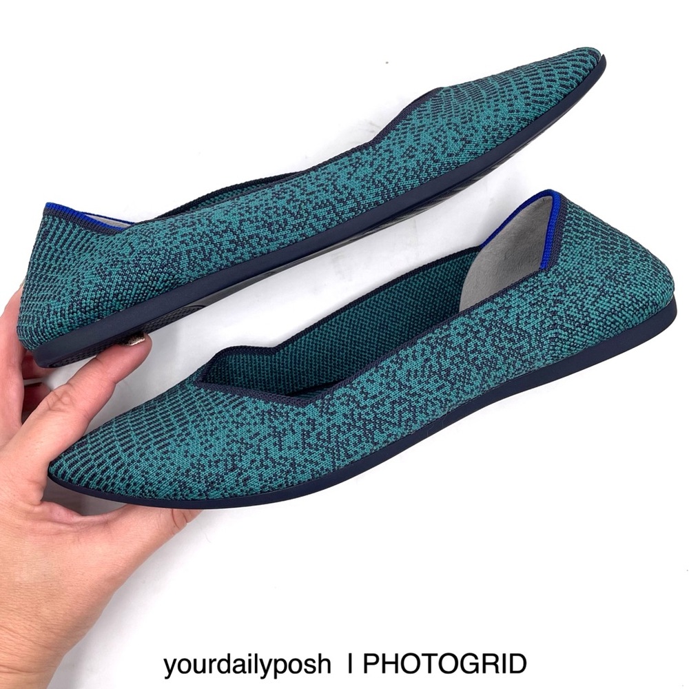 Rothy’s The Point Spruce Python Blue Green Flats … - image 2